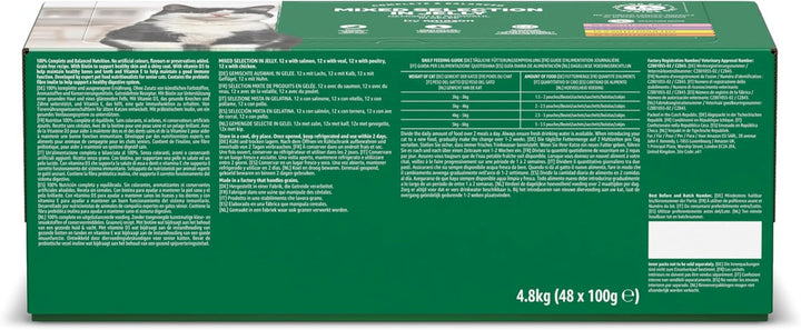 By Amazon Hrană pentru pisici, umedă, pentru pisici în vârstă, selecție mixtă în jeleu, 4,8Kg (48 pungi de 100G)