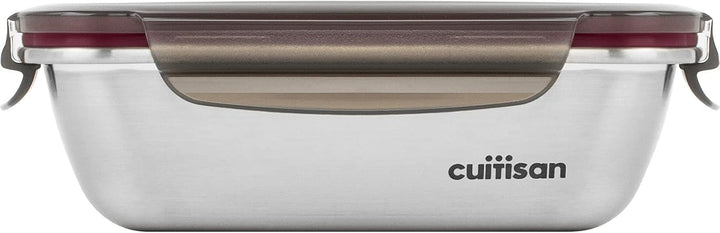 CANDL Cuitisan (Flora) borcan de depozitare a alimentelor din oțel inoxidabil cu capac cu clip, dreptunghiular, potrivit pentru cuptor cu microunde + cuptor, borcan de depozitare, EC7-SS10 2800ml Cutii depozitare alimente Naty Shop 18.4Cm X 13.0Cm X 6.0Cm / 580Ml