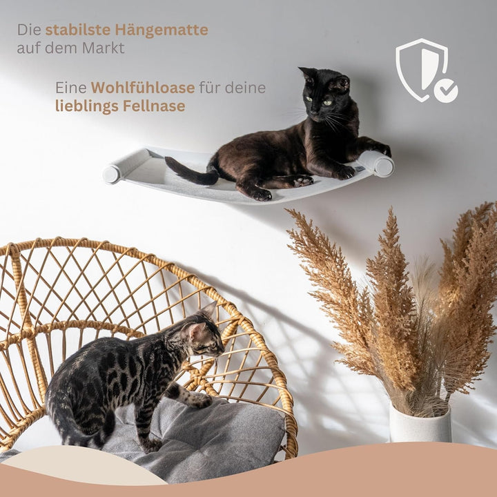 Hamac metalic AZANO® XL pentru pisici | Perete de cățărat de design pentru pisici | Pat de perete pentru pisici | Extra mare și stabil - (Alb)