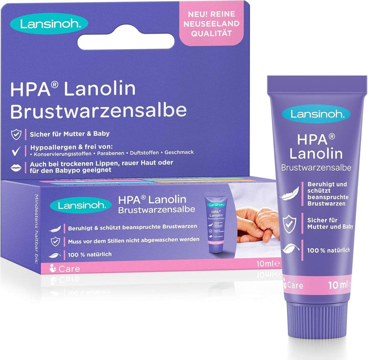 Lansinoh HPA Lanolin Brustwarzensalbe, 10 Ml - 100% Natürlich - Beruhigt & Schützt Beanspruchte Brustwarzen - Klimaneutral, 10940, Farblos Accesorii Hrana si Alaptare Bebe Naty Shop 10 Ml (1Er Pack)