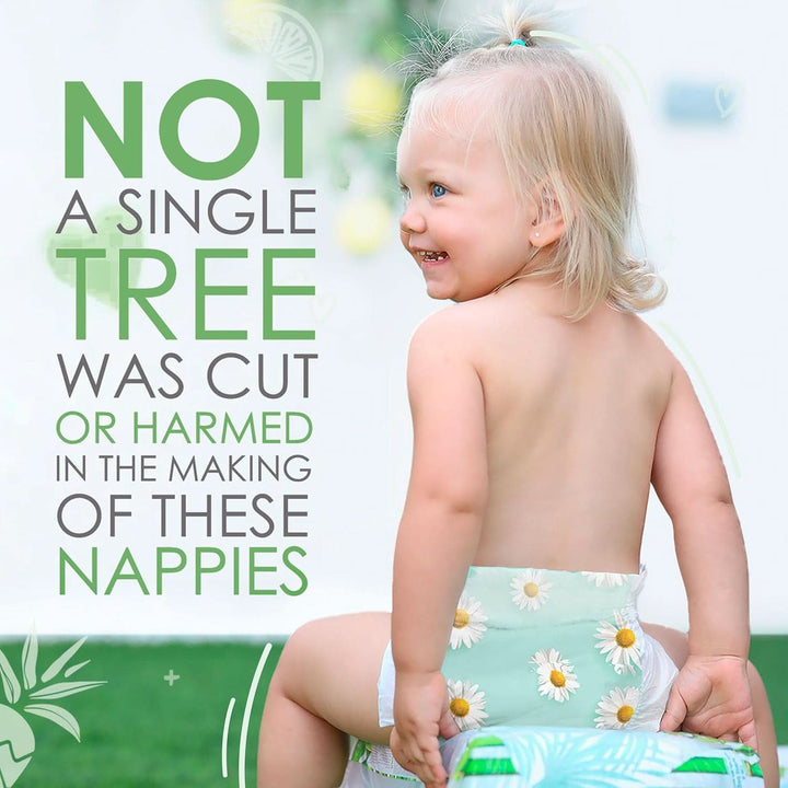 Scutece din bambus organic Pureborn Eco, dimensiune pentru nou-născuți (până la 5 kg), ecologice, hipoalergenice, ultra-moale, cu indicator de umiditate, diverse imprimeuri Mama si Copilul Naty Shop