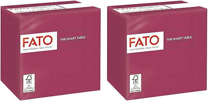 - Șervețele de hârtie de unică folosință, Ideale pentru aperitive și cocktailuri, Pachet de 100 șervețele, Dimensiune 24X24, 4 straturi, 2 straturi, Culoare Bordeaux, 100% hârtie din celuloză pură, certificat Fsc