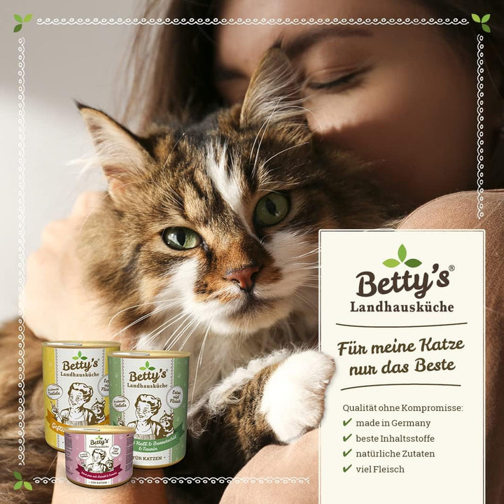 Betty'S Landhausküche Fresh Pouches Wet Food Cat, Kangaroo With Borage Oil 12 X 100G, fără cereale, de cea mai bună calitate, carne de înaltă calitate, gătită ușor, biodisponibilitate ridicată