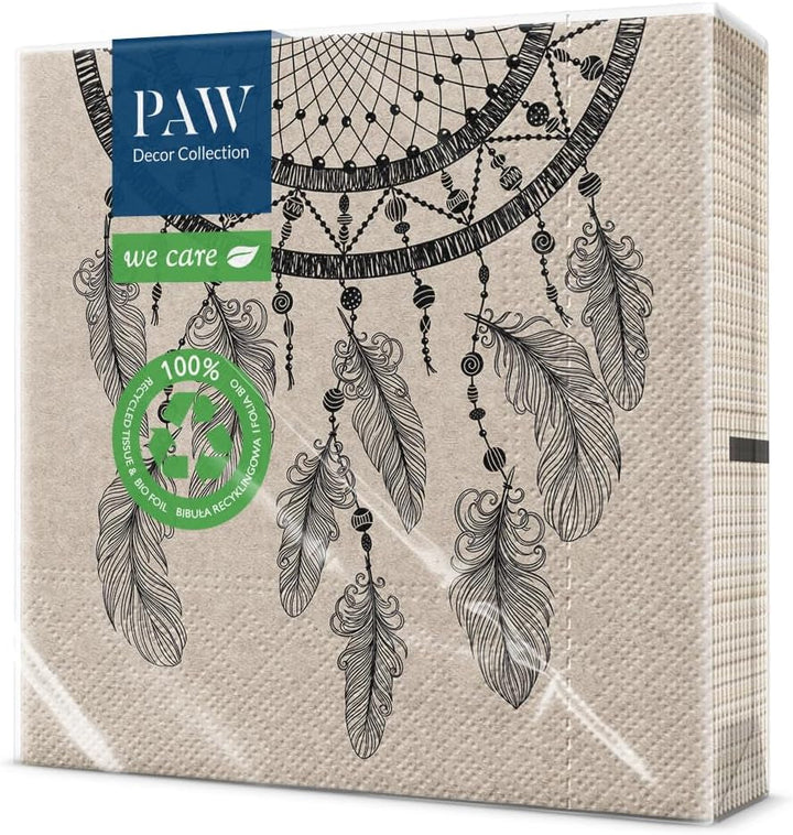 Collection de décoration de pattes X PAW DÉCORD COM LINES DE PAPIER CM avec 3 couches. 20 pièces. Imprimé avec des couleurs à base d'eau. Décorations de table. Nature, HIRSC, PAW_022022, cerf, 33 x 33 cm (package avec 3)