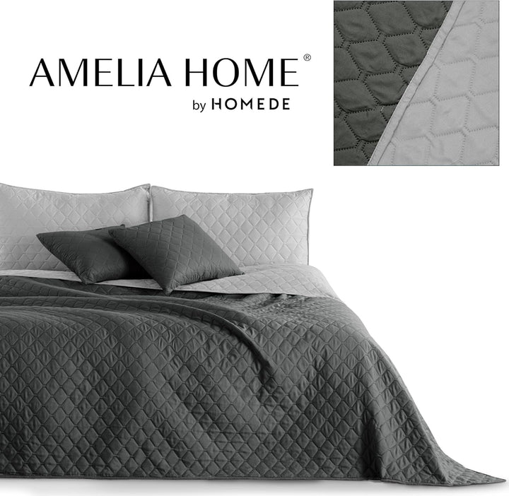 Decoking Cuvertură de pat 200 X 220 Cm Grafit Antracit Gri Argint Cuvertură de pat cu două fețe ușor de întreținut Axel Paturi si Cuverturi Besuche den DecoKing-Store