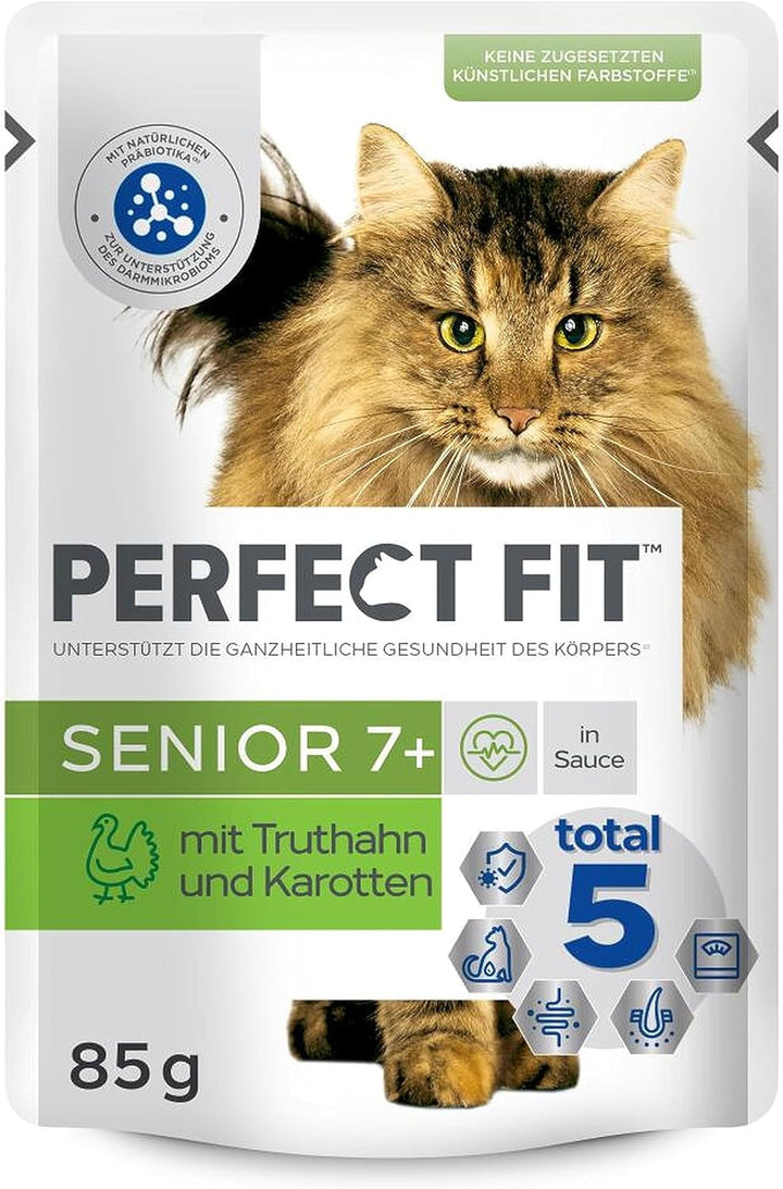 PERFECT FIT™ Pungă porționată pentru pisici Senior cu curcan și morcovi 12 X 85G