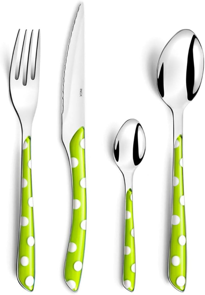 Amefa ECLAT set de tacâmuri NATURE, 24 de piese, 6 persoane Bucatarie Naty Shop Cu puncte Verde 32 de piese