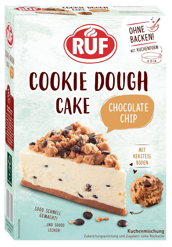 RUF Cookie Dough Cake Ohne Backen, Tortenboden Aus Keksteig Mit Frischkäse-Creme Und Schokoladenstückchen, Inkl. Kuchenform, 1X325G Amestec pentru copt si gatit Naty Shop 325 G (1Er Pack) Cookie Dough Cake