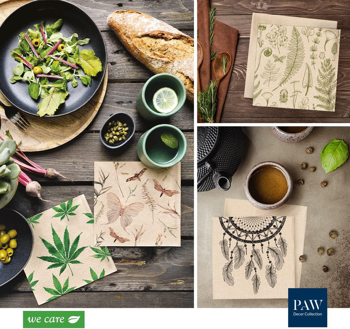 Collection de décoration de pattes X PAW DÉCORD COM LINES DE PAPIER CM avec 3 couches. 20 pièces. Imprimé avec des couleurs à base d'eau. Décorations de table. Nature, HIRSC, PAW_022022, cerf, 33 x 33 cm (package avec 3)