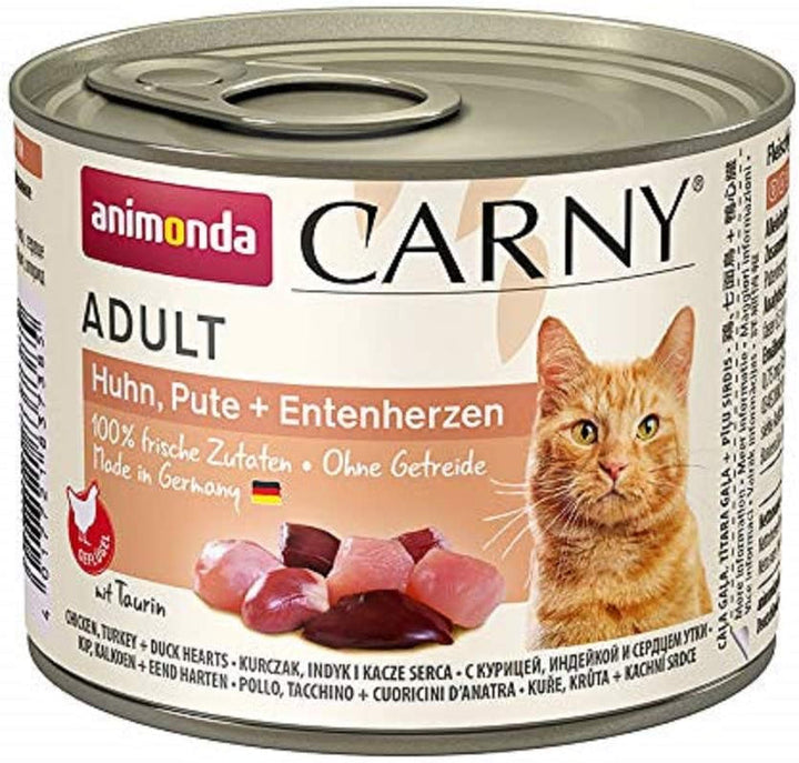 Animonda Carny Adult Hearty Variation (12 X 400 G), hrană umedă pentru pisici adulte, hrană umedă cu 100% ingrediente din carne proaspătă, hrană pentru pisici fără cereale și zahăr