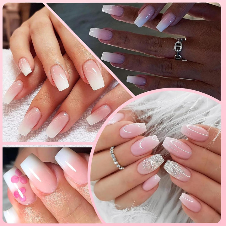 Set unghii false balerină - 240 bucăți unghii false roz liliac delicat, unghii false cu acoperire completă pentru lipire, set vârfuri unghii false pentru manichiură și artă unghii pentru femei și fete (roz lavandă)