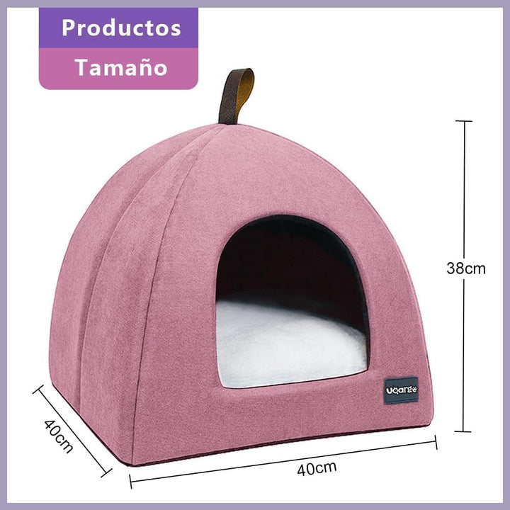 Pat pentru pisici, Peșteră moale pentru pisici, Pat pentru pisici din pluș moale și cald, Cuib pentru pisici cu pernă interioară detașabilă și lavabilă, Roz, M