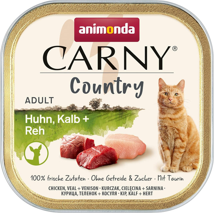 Carny Country Cat Food Wet Home Mix (6 X 100G), hrană umedă pentru pisici de la Animonda fără cereale și zahăr, cu ingrediente din carne proaspătă
