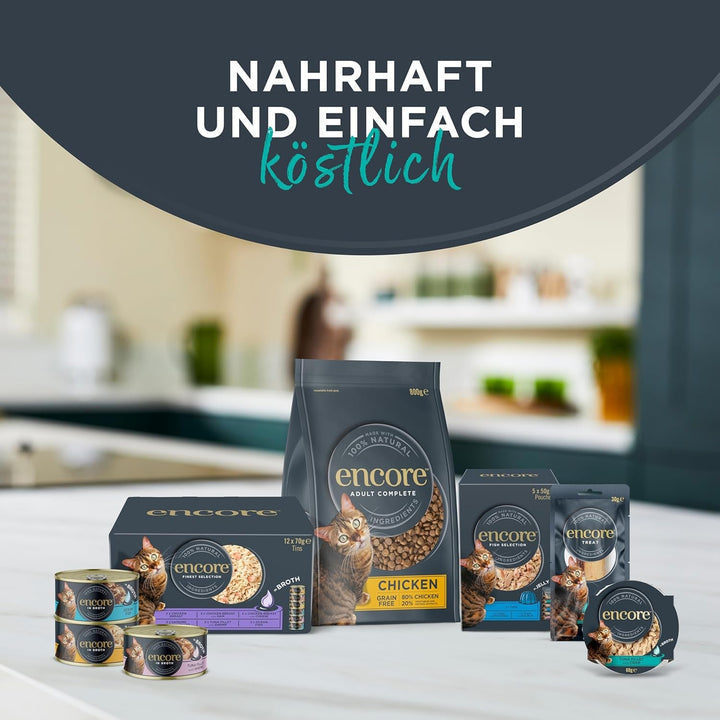 Encore Premium 100% Natural Hrană umedă la conservă pentru pisici cu sardine și file de ton - pachet de 16 X 70G