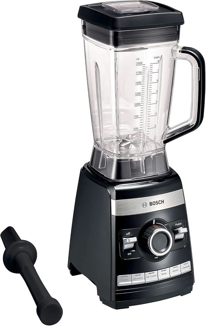Bosch Standmixer Vitaboost MMBH6P6B, 6-Klingen-Edelstahlmesser, 2,5L Tritan-Mixbehälter, Stopfer, 6 Automatikprogramme, Rezeptbuch, Bpa-Frei, Einfache Reinigung, 45,000 U/Min, 1600 W, Schwarz Mama si Copilul Naty Shop