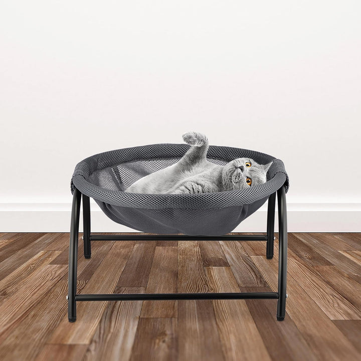 Hamac Relaxdays pentru pisici, scaun suspendat, înălțat, ÎxlxA: 25 x 44 x 42 cm, pat pentru pisici, gri închis/negru