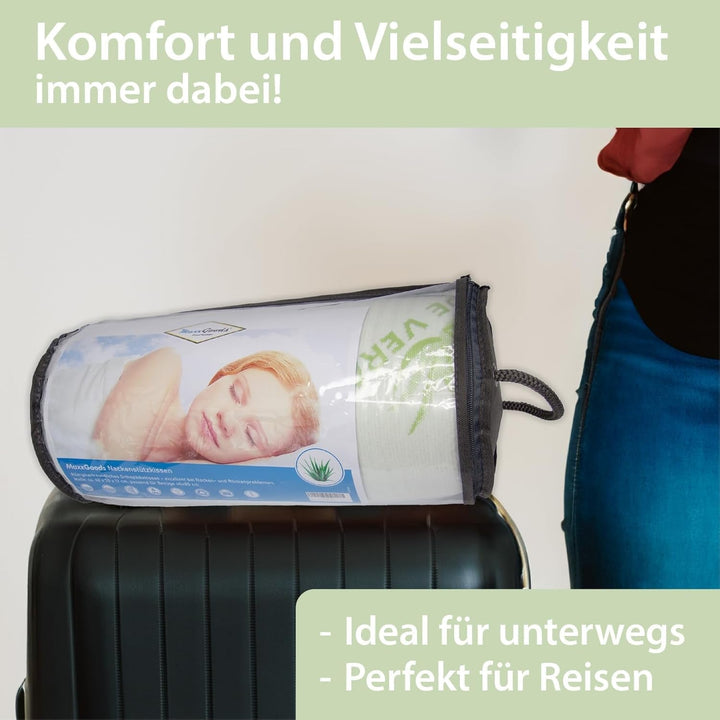 Maxxgoods pernă ortopedică, pernă de susținere a gâtului din spumă visco gel cu capac de protecție aloe vera și capac interior 100% bumbac - pernă pentru dormit pe stomac, spate și lateral (42Cm X 70Cm X 12Cm) Perne ortopedice cervicale Naty Shop