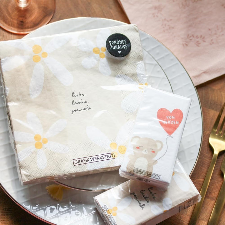 Grafik Werkstatt Serviettes Mit Spruch Groß | 20 bucăți | 16,5 X 16,5 Cm | Gri | Bon Appetit!