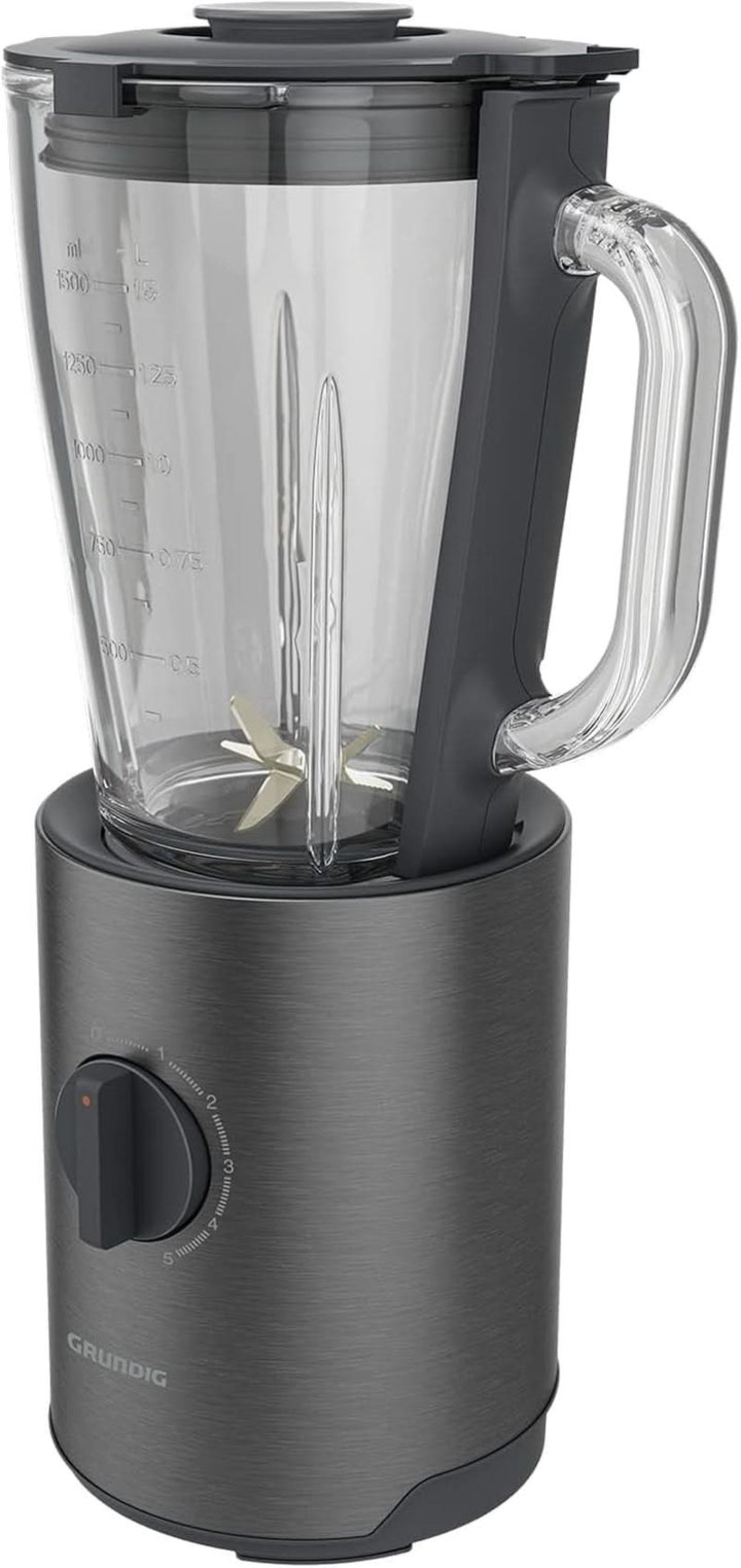 Grundig Delisia Novus SM 7140 Professioneller Standmixer, 1,5 Liter, 800 Watt, 6-Fach Edelstahlmesser Mit Zirkonium-Beschichtung, 5 Geschwindigkeitsstufen + Pulse-Funktion, Dark Inox/Edelstahl Bucatarie Naty Shop