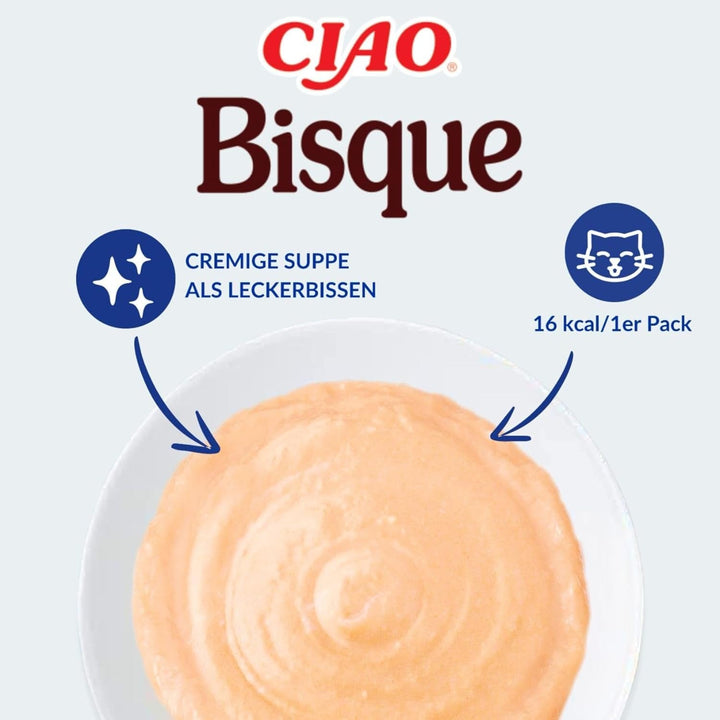 INABA Ciao Bisque Hrană umedă pentru pisici cu conținut scăzut de calorii cu 28% pui | Fără cereale, fără zahăr, fără subproduse, pastă cremoasă și supă delicioasă pentru pisici din Japonia 40 G (pachet de 12)