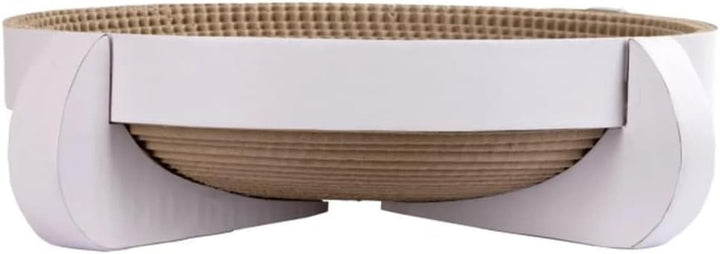 Zgârietoare pentru pisici Kerbl Pet Platinum, carton, alb, 35 x 35 x 10 cm, cu pungă suplimentară pentru catnip, fabricată din carton ondulat reciclat, îngrijirea ghearelor, jucărie pentru pisici