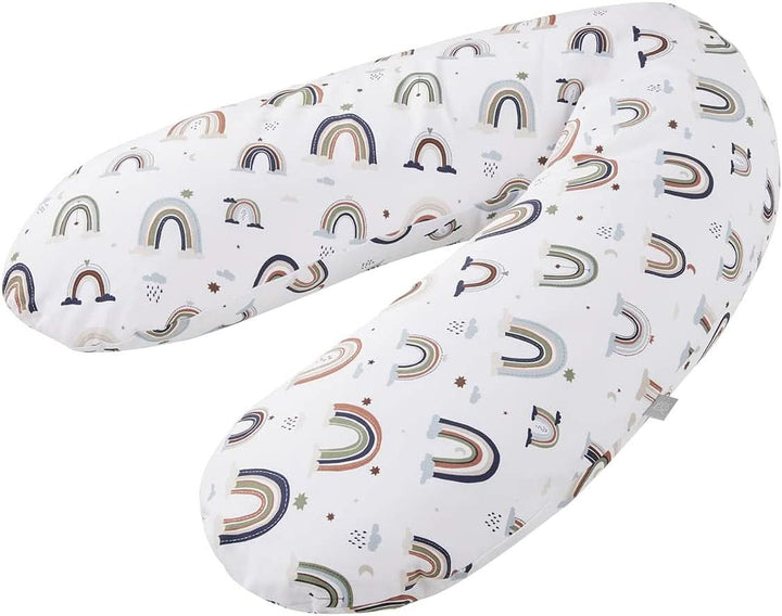 Perna Rotho Babydesign Multi (190 x 35 cm) - Hipoalergenică - Silențioasă - Pernă pentru dormit lateral - Lavabilă la mașină Accesorii Hrana si Alaptare Bebe Naty Shop Motiv Boho Rainbow Multi