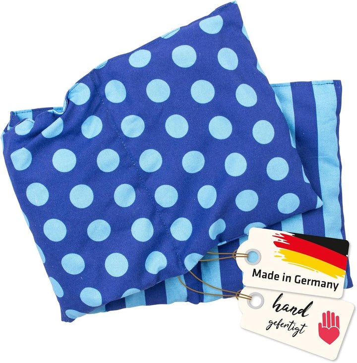 Pernă din piatră de cireș Potrivit pentru cuptor cu microunde și cuptor - Albastru cu dungi și puncte I Handmade I Made in Germany I Aprox. 20 X 60Cm I Oeko-Tex bumbac I Pernă gât spate Perne ortopedice cervicale Naty Shop Titlu implicit