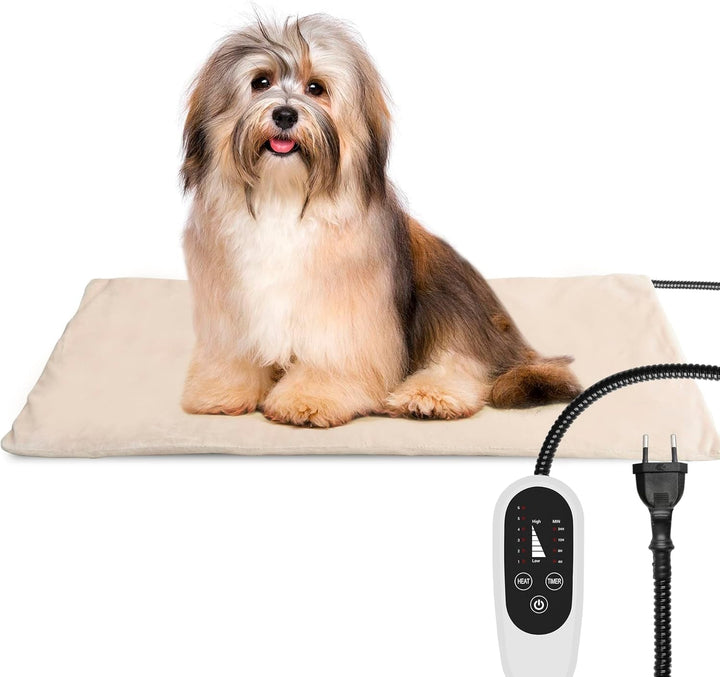 NICREW Pernă de încălzire pentru animale de companie pentru pisică și câine 40 x 45 cm, pernă de încălzire electrică reglabilă la temperatură cu cablu de înfășurare a furtunului anti-mușcătură