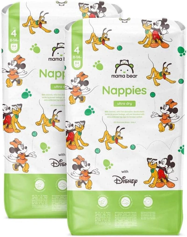 Scutece Mama Bear Disney Ultra Dry mărimea 4 (8-14 kg), alb, 84 bucăți (1 pachet) Naty Shop Mărimea 4 (8-14 kg) Pachet lunar
