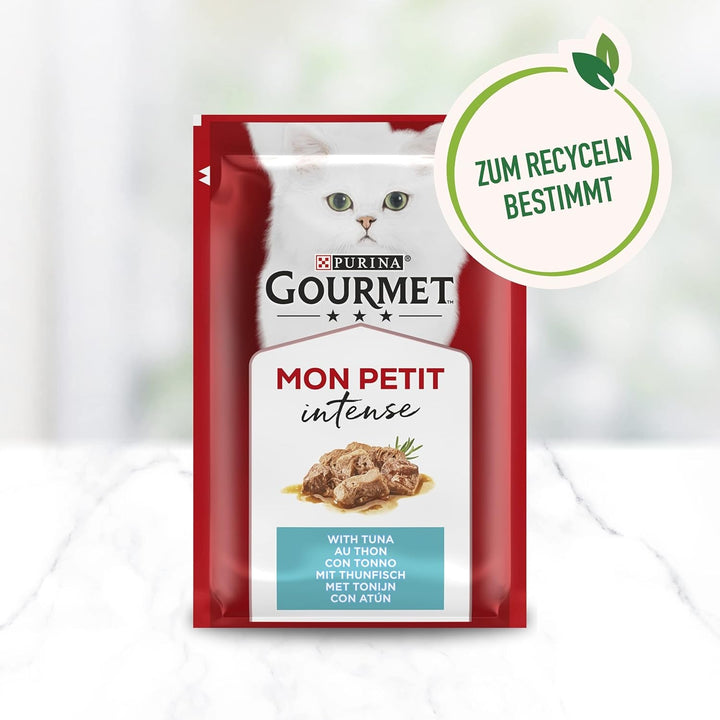Gourmet Mon Petit Intense hrană umedă pentru pisici, variații de pește, 8-pachet (8 X 6 pungi a câte 50g)