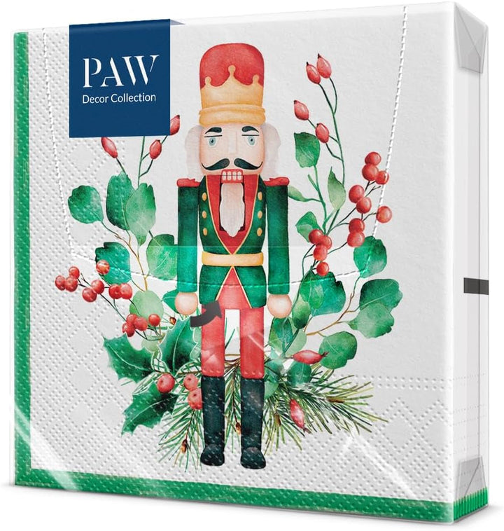 PAW - Șervețele 3 straturi (33 X 33 Cm) I 20 bucăți I Șervețele de hârtie colorate perfecte pentru masa de Crăciun I Șervețele - Crăciun, iarnă, stele, zăpadă, oameni de zăpadă I Familia Snowy