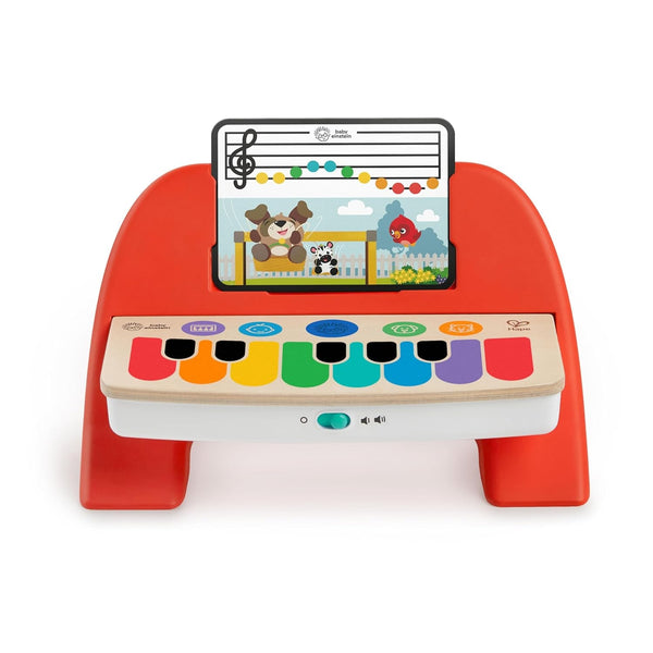 Baby Einstein 12577 Hape Cal's First Melodies Magic Touch Piano Pian muzical de jucărie din lemn cu 3 foi muzicale, 6 melodii, de la 6 luni, multicolor, 1 bucată (pachet de 1) Jucarii Bebe Naty Shop Pian roșu