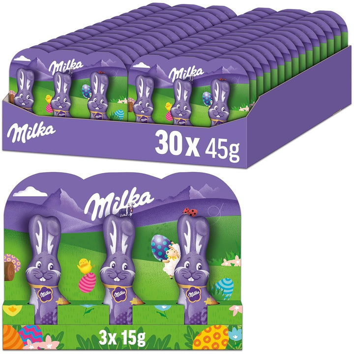 Milka Pachet vrac de ciocolată de Paște, 24 x 45 grame Bomboane de Ciocolata Naty Shop 30 X 3 X 15 grame