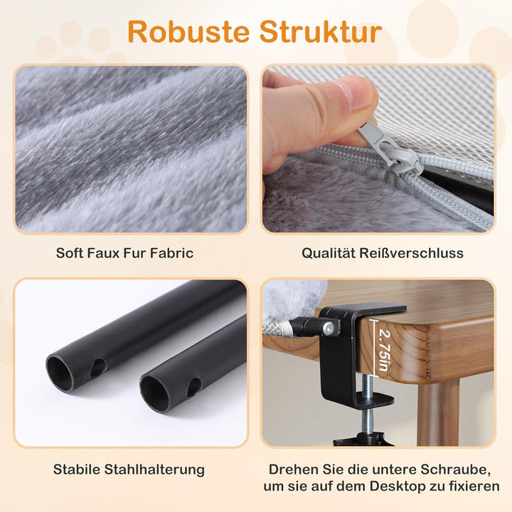 Trhillsbrad Pat suspendat pentru pisici Pat pliabil la 90° Șezlong pentru pisici Hamac pentru pisici Coș pentru pisici pentru dormit Pat hamac pentru pisici 59 x 38 cm până la 11 kg