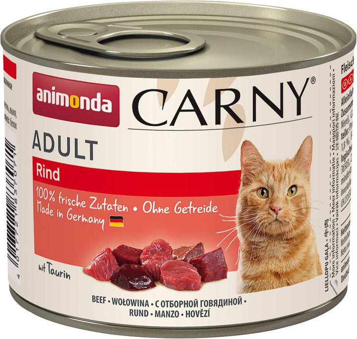Animonda Carny Adult Hearty Variation (12 X 400 G), hrană umedă pentru pisici adulte, hrană umedă cu 100% ingrediente din carne proaspătă, hrană pentru pisici fără cereale și zahăr