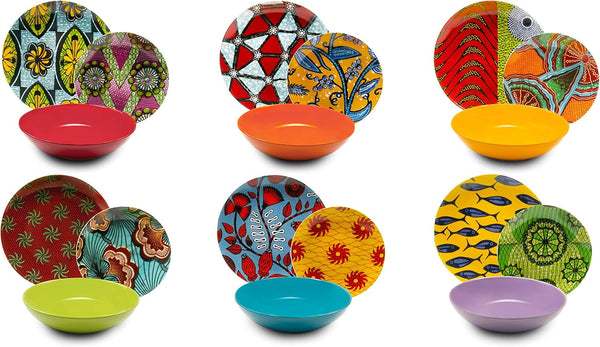 Excelsa Africa serviciu de farfurii 18 piese, porțelan și ceramică, multicolor Naty Shop