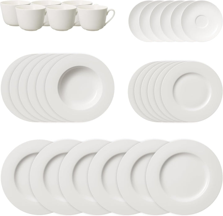 Villeroy & Boch – Twist White Geschirrset 30 Teilig Für 6 Personen, Spülmaschinenfest, Mikrowellensicher, Teller Set, Geschirr, Tafelservice, Kombiservice, Modernes Service Aus Porzellan Seturi vesela masa Naty Shop Geschirr-Set