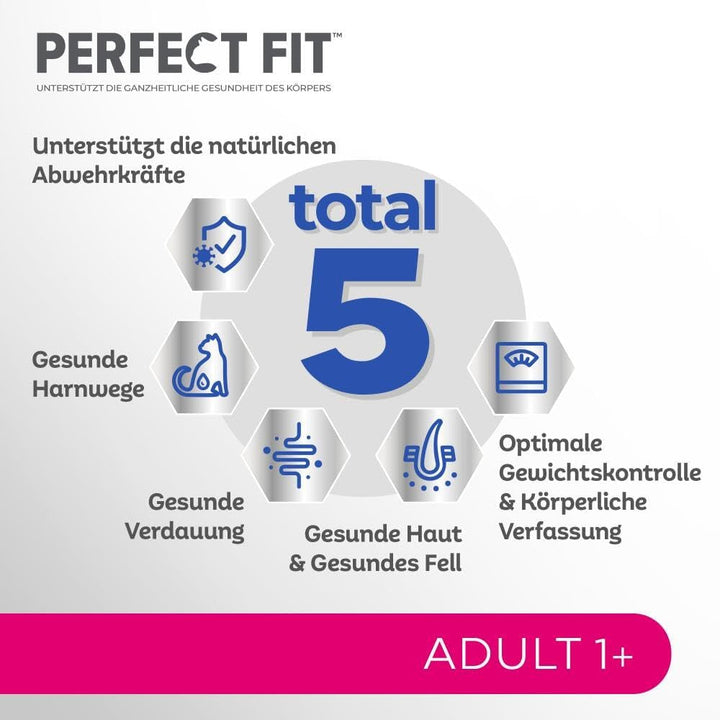 Perfect Fit Adult 1+ Wet Cat Food Selection With Salmon, Ocean Fish, Beef And Chicken, 48 plicuri, 12X85G (pachet de 4) - Hrană umedă premium pentru pisici, pentru pisici adulte de peste 1 an