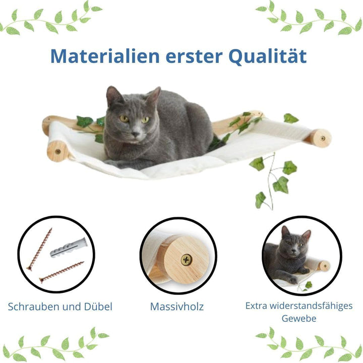 TREKAM Perete Pat Pisici - Perete Hamac Elegant și Stabil - Perete Șezlong pentru Pisici de până la 12 kg - Perete de Cățărat pentru Pisici - Elemente de Perete pentru Pisici - Loc de Odihnă Confortabil pentru Perete pentru Pisici