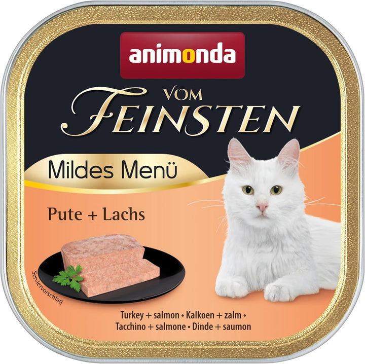 Animonda Vom Feinsten Mildes Menü Mild Variety (32 X 100G), Hrană umedă pentru pisici fără cereale, fără zahăr, Hrană pentru pisici ușor digerabilă cu carne de curcan