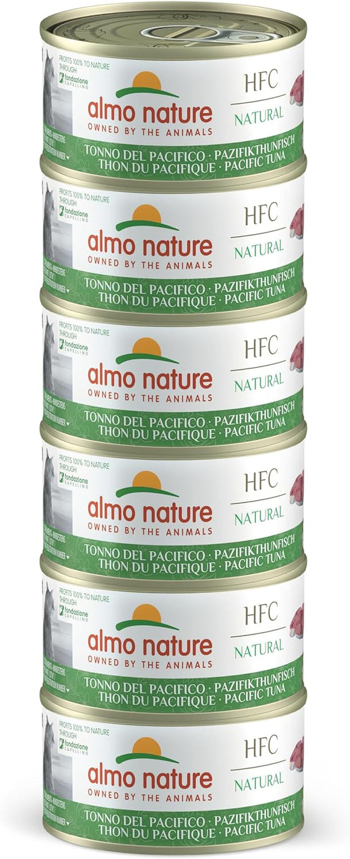 Almo Nature HFC Natural - Hrană umedă pentru pisici adulte - ton Pacific - grad uman, fără gluten și monoproteină - 6 X 70G
