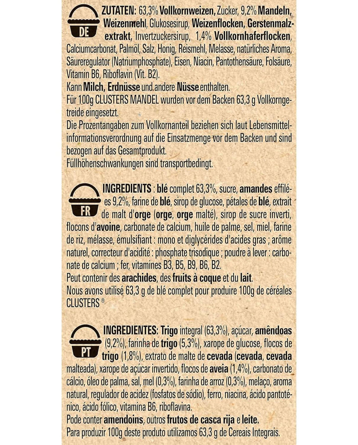 Clusters Migdale, cereale pentru un mic dejun delicios cu fulgi crocanți de migdale, 325 grame Naty Shop