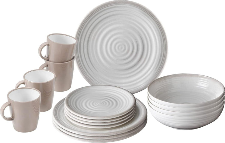 ESS Geschirr, melamină, set prânz, 16 piese Seturi vesela masa Naty Shop Gri deschis