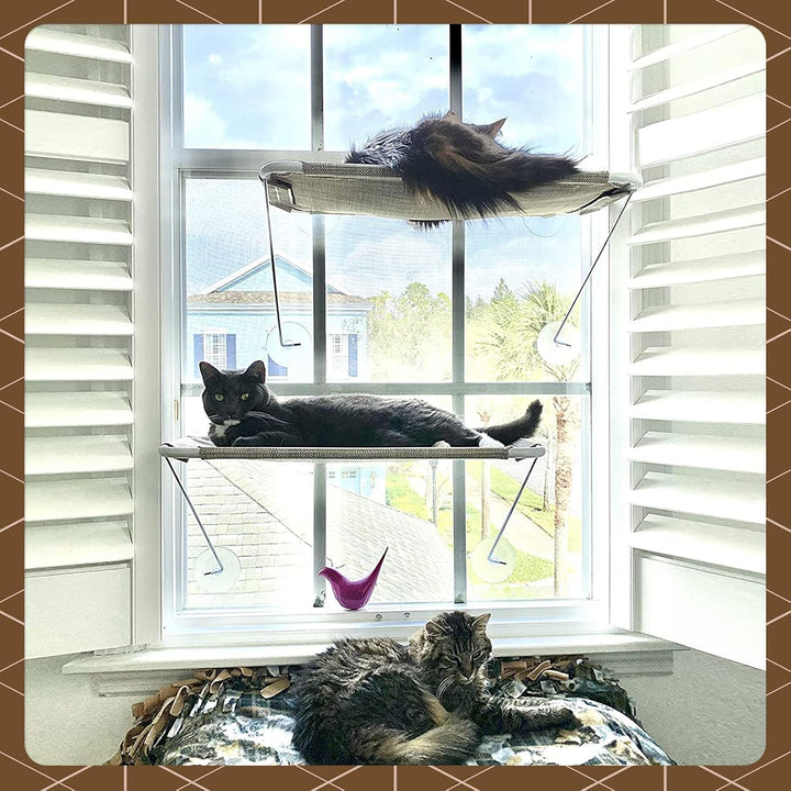Zonă de bronzare de 360°, cu suporturi metalice inferioare, scaun la fereastră pentru pisici, hamac pentru pisici, scaun la fereastră pentru toate pisicile
