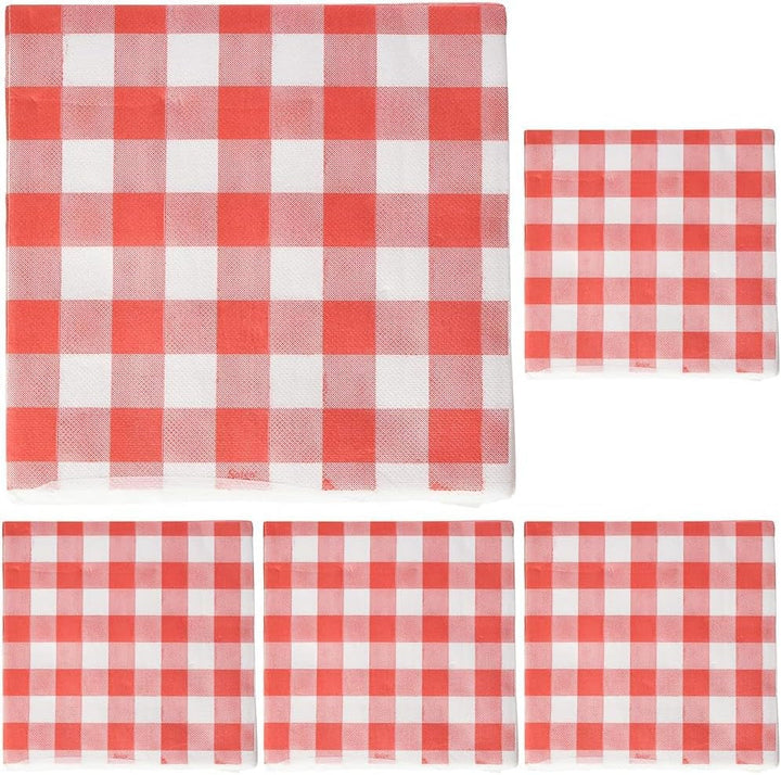 Șervețele Pro 40 X 40, 2 straturi, 1/4 fold, 50 șervețele, punta-punta, carouri, roșu