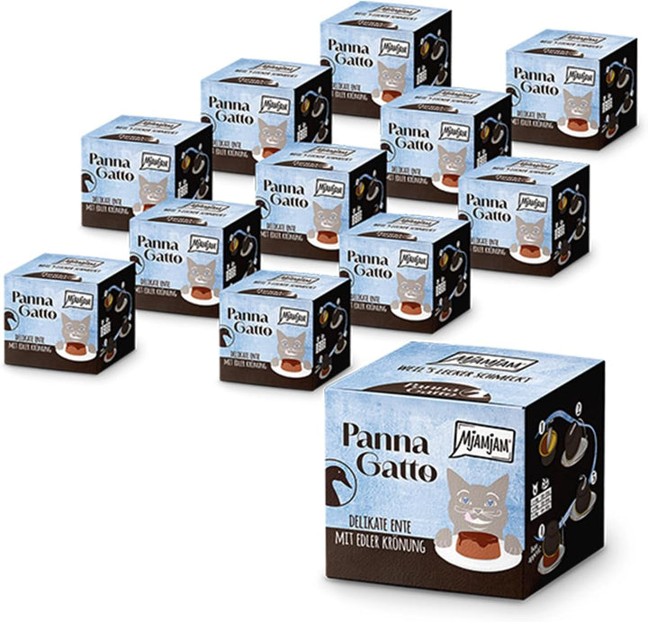 Mjamjam - Hrană umedă premium pentru pisici - Panna Gatto - carne fină de vită cu încoronare nobilă, 12Pack (2X80G), fără cereale