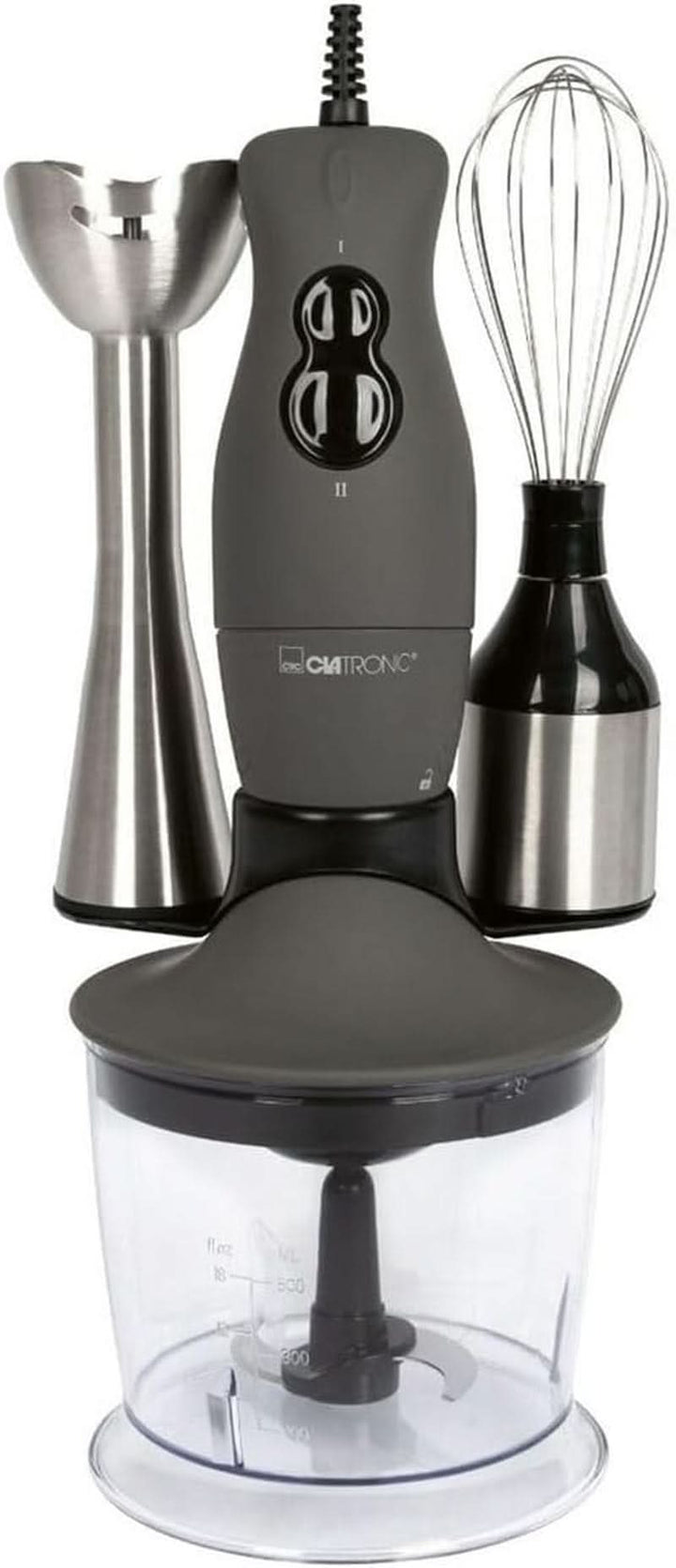 Clatronic® Stabmixer Set | Mixer, Pürierstab, Zerkleinerer Aus Edelstahl | 400 Watt | 2 Geschwindigkeitsstufen | Allesschneider | Mixbehälter | Schneebesen | Multizerkleinerer | SMS 3777 Bucatarie Naty Shop 400 Watt