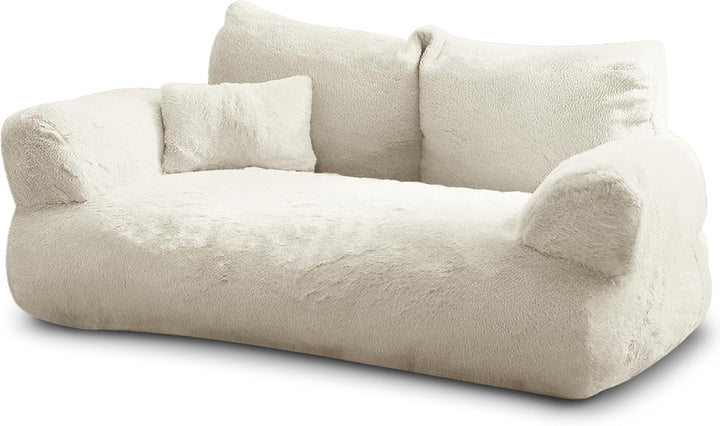 Canapea pentru pisici Noviclass® Simba | Include o pernă mică | 70 x 48 cm | Pat pentru pisici mici | Pufos, bine căptușit | Husă detașabilă (crem)