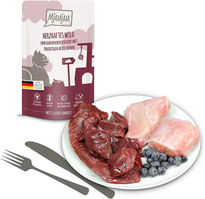 Mjamjam Mixpack III, 12 X 125 G (1 X 1,5 Kilograme) & Hrană umedă premium pentru pisici - pui suculent cu morcovi delicioși, 12Pack (12 X 125 G)