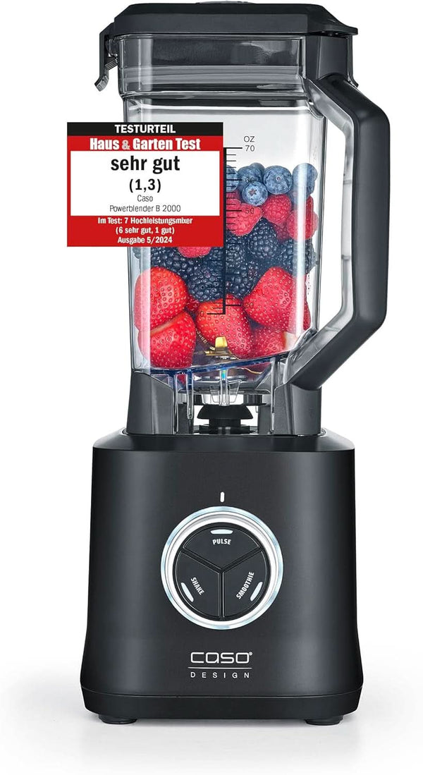 CASO Powerblender B 2000 - Profi Standmixer, 30.000 U/Min, 2000 Watt, Bruchsicherer Tritan-Mixbehälter (2 L), Bpa-Frei, Pulse-, Shake-, Smoothie-Funktion, 8-Fach Messer-System Mit Titanbeschichtung Bucatarie Naty Shop